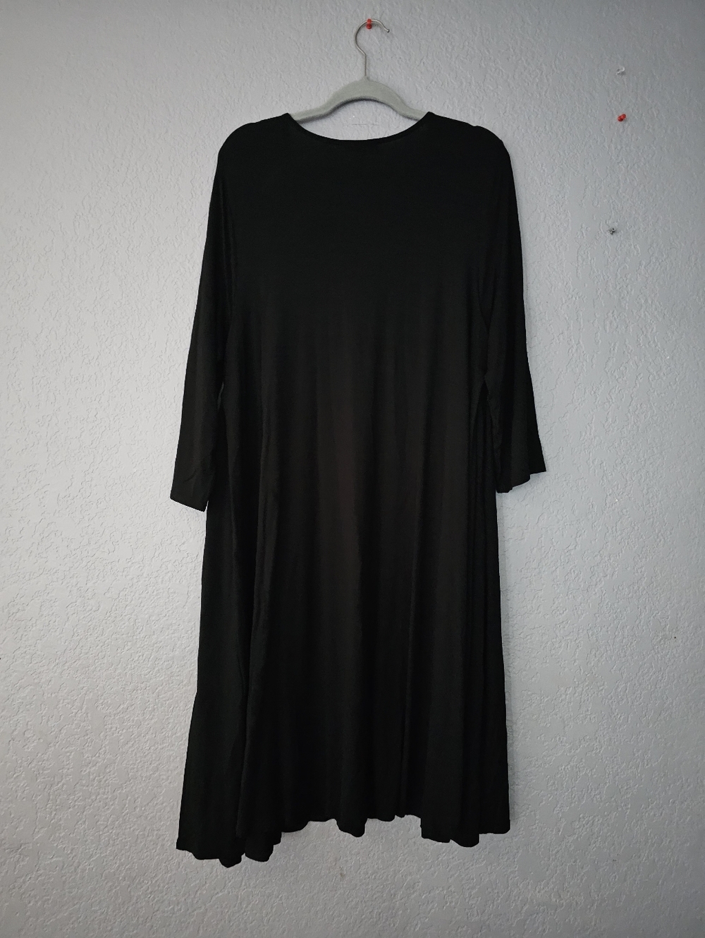 Eileen Fisher Black Long-Sleeve Scoop Neck Midi Dress - Picture 2 of 8